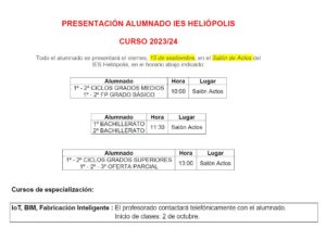 Presentación del alumnado
